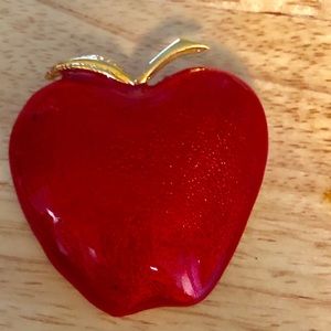 Red enamel Apple pin. Bright & shiny.